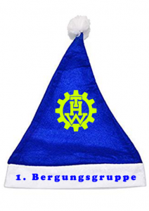 THW Weihnachtsmütze in Blau mit Gruppenname