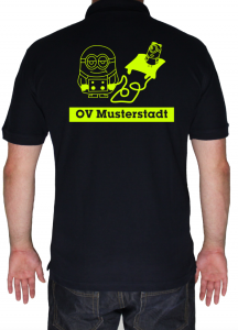 THW Poloshirt Minion Hebekissen mit Ortsverband - Aufdruck in neongelb