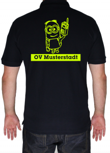 Poloshirt THW Zugtrupp Minion mit Ortsverband in Neongelb