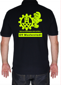 THW Poloshirt Schlumpfine - Aufdruck in neongelb