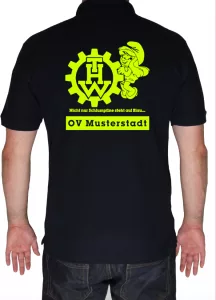 THW Poloshirt Schlumpfine - Aufdruck in neongelb