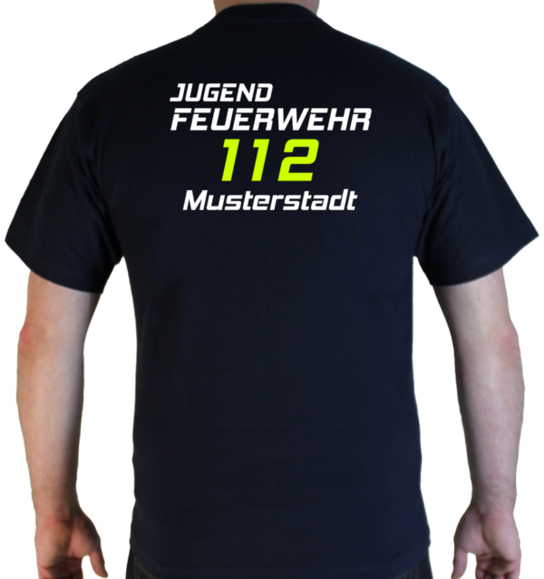 T-Shirt hinten Jugendfeuerwehr zweifarbig 112 mit Ortsname