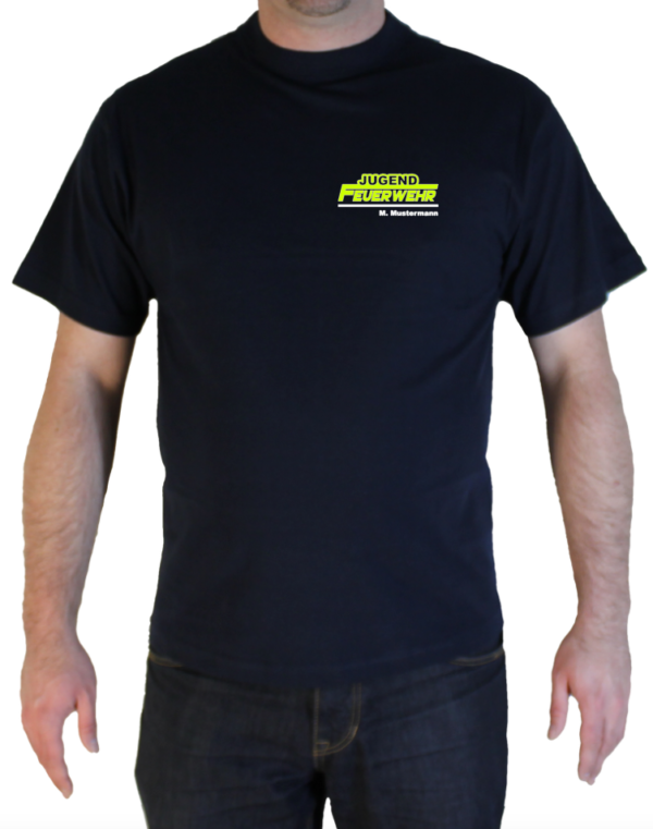 T-Shirt Jugend Feuerwehr zweifarbig mit langem F, eingebundener Jugendschriftzug – Bild 2