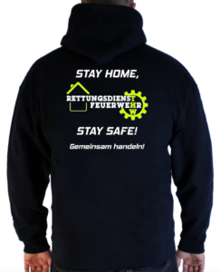T-Shirt Stay Home Stay Safe Feuerwehr THW und Rettungsdienst