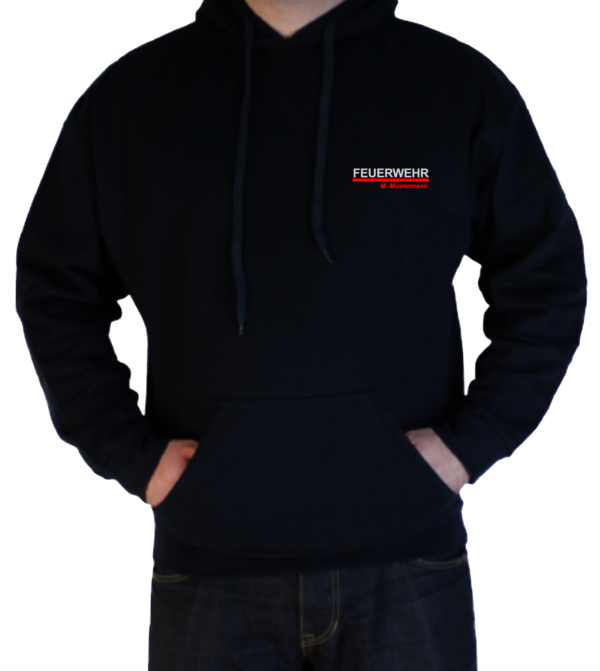 Kapuzenpullover Freiwiliige Feuerwehr Silberreflex Freiwillige Feuerwehr - langes F - Ortsname - Name und Funktionszeile