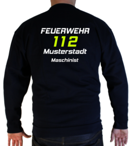 PULLOVER FEUERWEHR 112 NOTRUF mit Ortsname und Funktionszeile