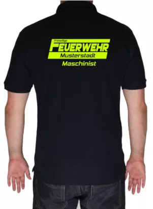 Poloshirt hinten Freiwillige Feuerwehr Design NEONmit Funktionszeile