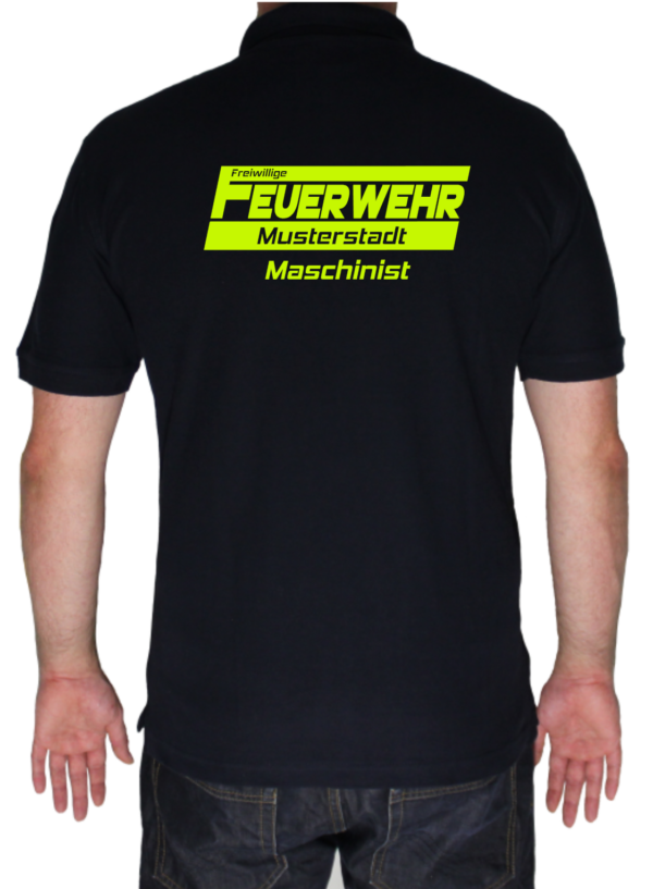 Poloshirt hinten Freiwillige Feuerwehr Design NEONmit Funktionszeile