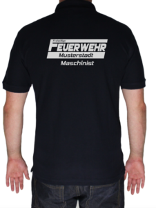 Poloshirt hinten Freiwillige Feuerwehr Design silber-reflex mit Funktionszeile