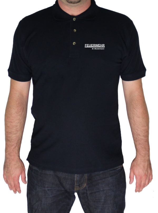 Poloshirt vorn Freiwillige Feuerwehr Design silber-reflex mit Funktionszeile