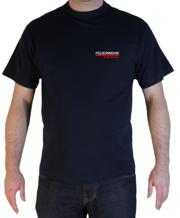 T-Shirt vorne Freiwillige Feuerwehr langes F Rot-Silber