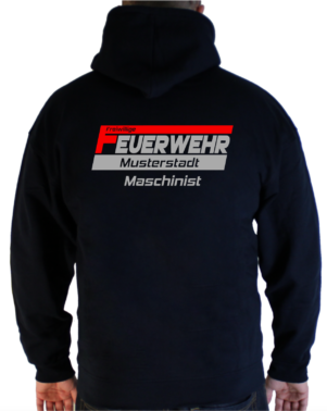 Kapuzenjacke Freiwillige Feuerwehr Design zweifarbig silber reflex und rot mit Funktionszeile