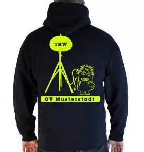 Kapuzenjacke THW Minion Powermoon mit Ortsverband