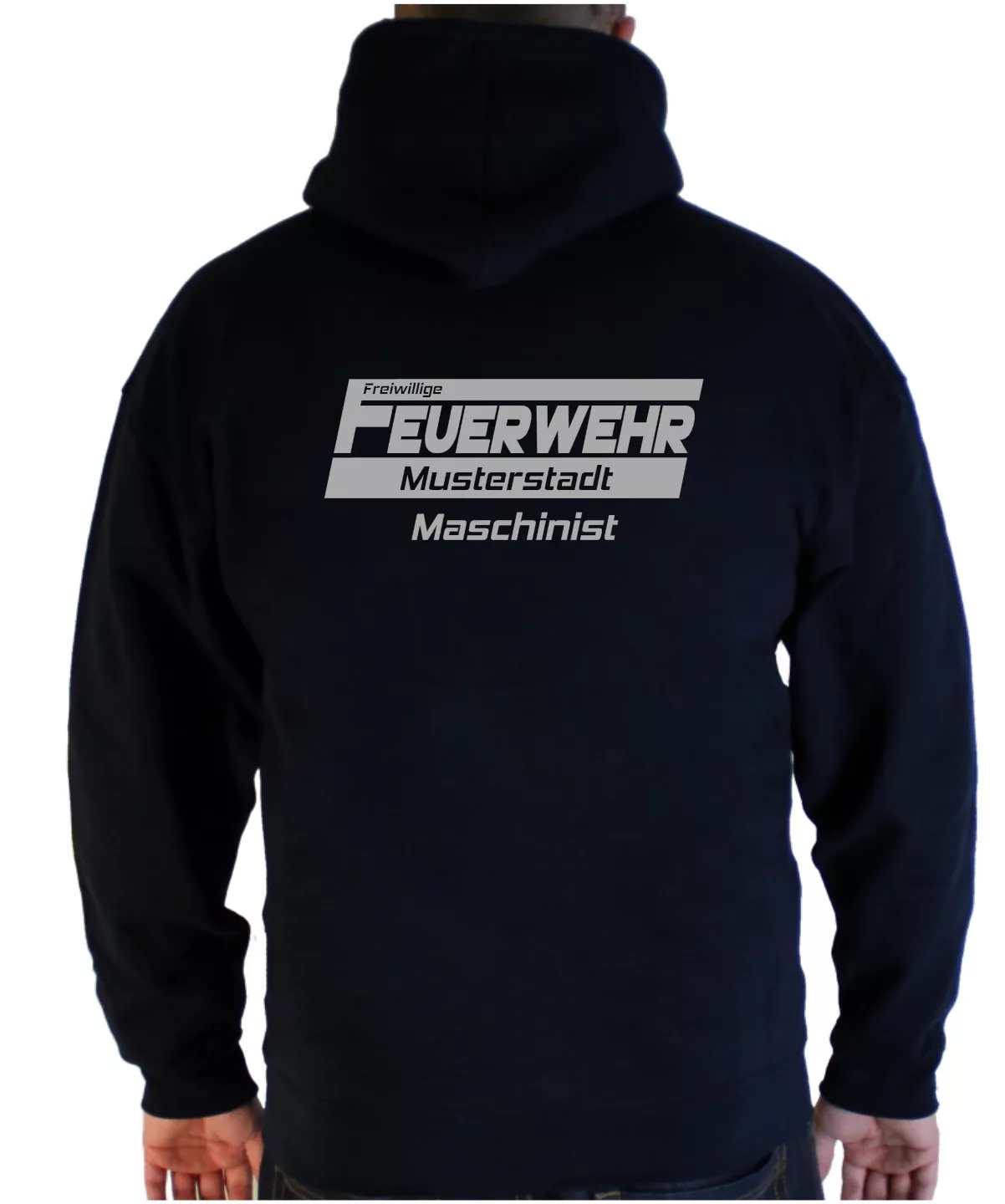 Kapuzenjacke Freiwiliige Feuerwehr Silberreflex Freiwillige Feuerwehr - langes F - Ortsname - Name und Funktionszeile
