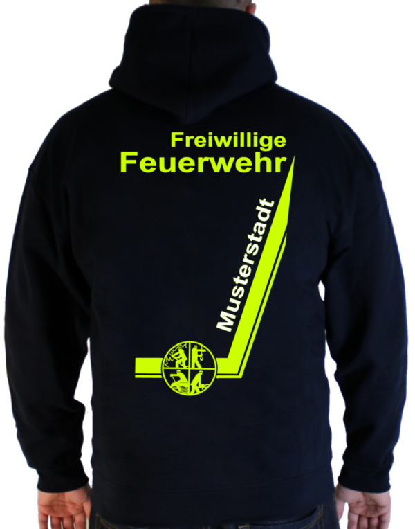 Kapuzenpullover Freiwillige Feuerwehr mit Signet und Ortsnamen - Design zweifarbig