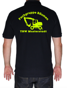 Poloshirt THW Fachgruppe Räumen - Bagger neongelb