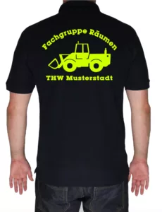 Poloshirt THW Fachgruppe Räumen - Radlader neongelb