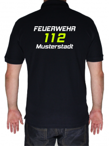 Poloshirt Feuerwehr 112 mit Name zweifarbdruck