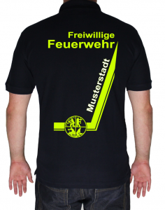 Poloshirt Freiwillige Feuerwehr mit Ortsname und Signet - Designserie zweifarbig