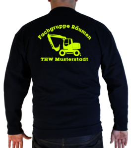 Pullover THW Fachgruppe Räumen - Bagger neongelb