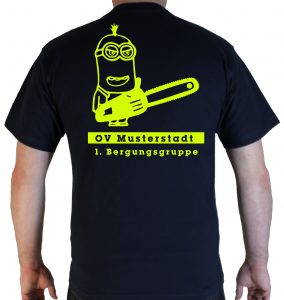 T-Shirt THW Minion Kettensäge mit Ortsverband