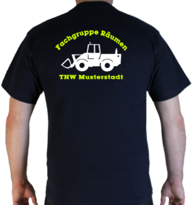 T-Shirt THW Fachgruppe Räumen - Radlader mit Piktorgram in weiß