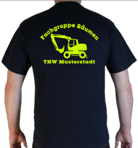 T-Shirt THW Fachgruppe Räumen - Bagger neongelb