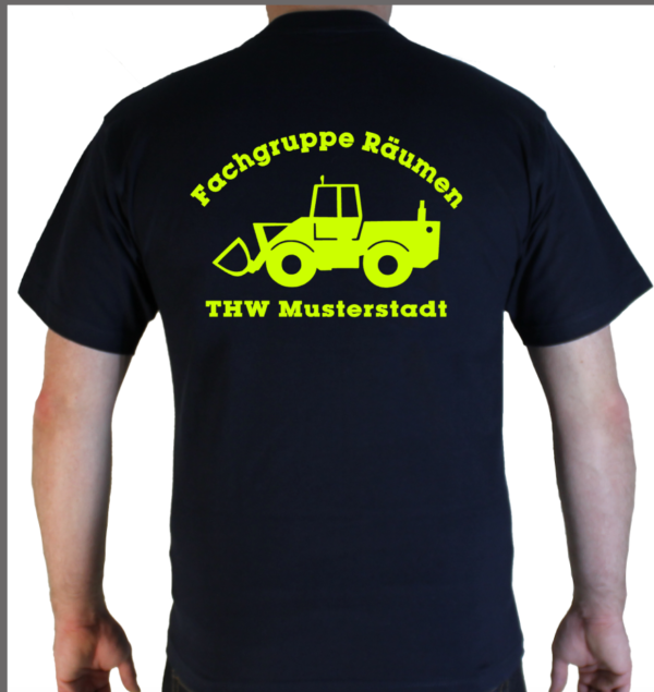 T-Shirt THW Fachgruppe Räumen - Radlader neongelb