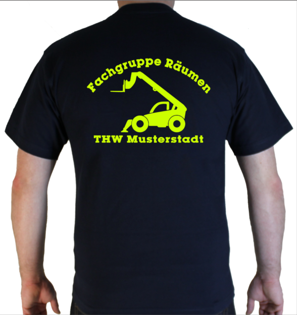 T-Shirt THW Fachgruppe Räumen - Teleskoplader neongelb