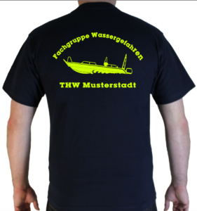 T-Shirt THW Fachgruppe Wassergefahren - Finjet neongelb