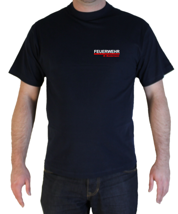 T-Shirt Freiwillige Feuerwehr Design zweifarbig rot und weiß mit Funktionszeile