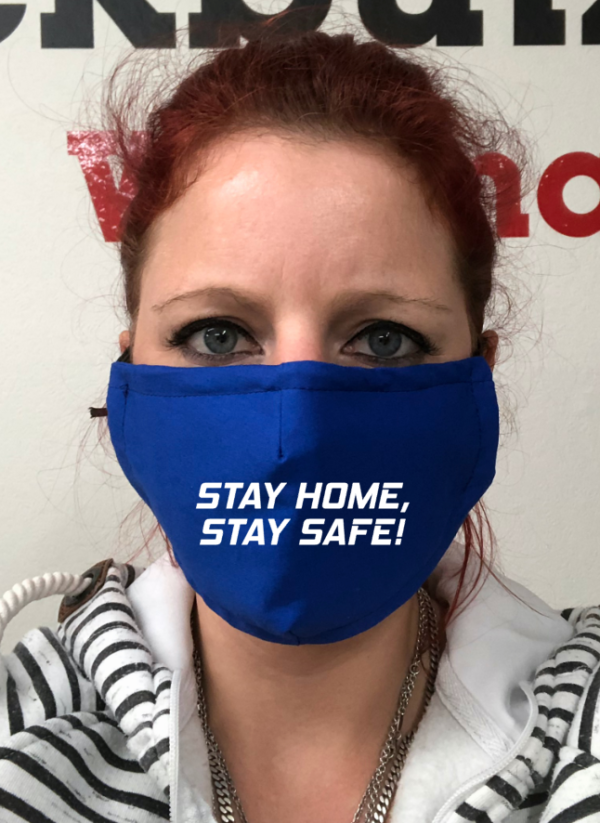 Maske - Royalblau Stay Home Stay Safe