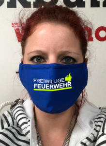 Maske - Royalblau Freiwillige Feuerwehr mit Flamme