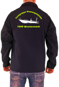 Softshelljacke THW Fachgruppe Räumen Finjet Neongelb Weißes Logo