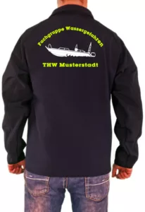 Softshelljacke THW Fachgruppe Räumen Finjet Neongelb Weißes Logo