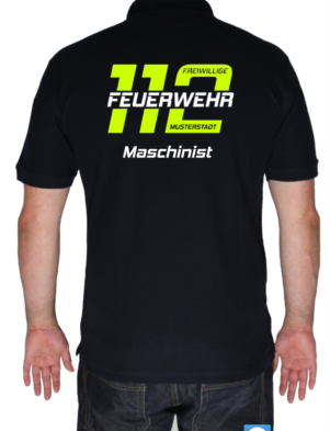 Poloshirt Feuerwehr mit großer 112 und Ortsnamen