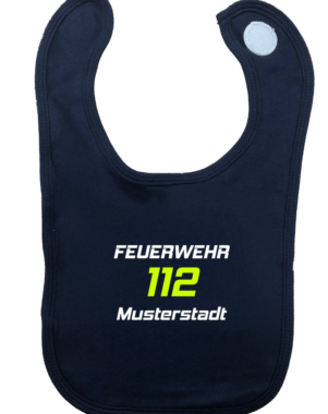 Lätzchen Feuerwehr Design 112 weiß neon