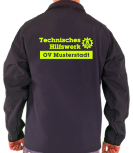 Softshelljacke THW Treppenschrift mit OV