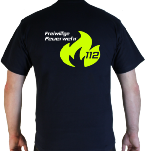 T-Shirt Feuerwehr Flamme Groß mit weiß FFW