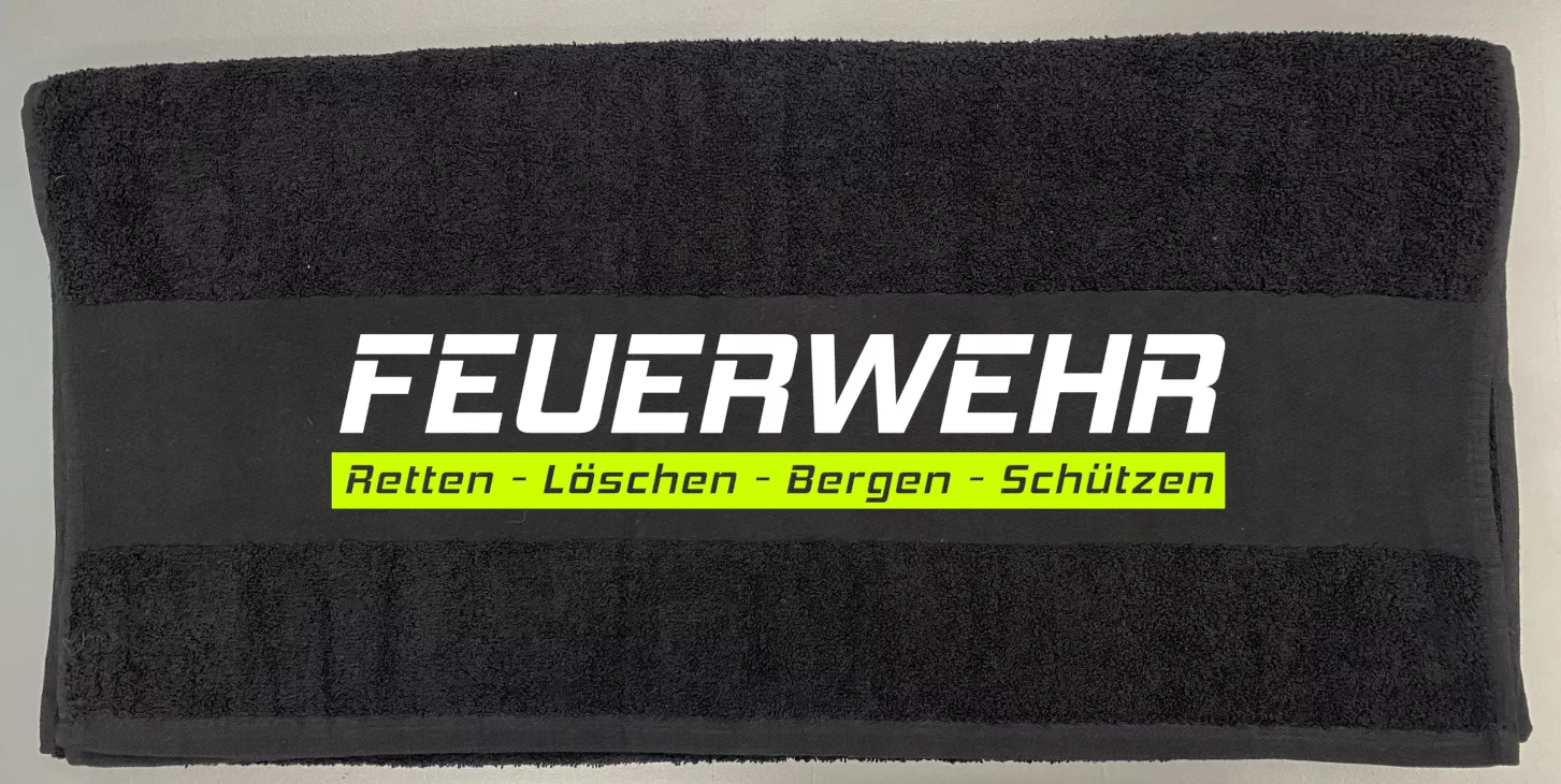 Handtuch schwarz Feuerwehr R L B S